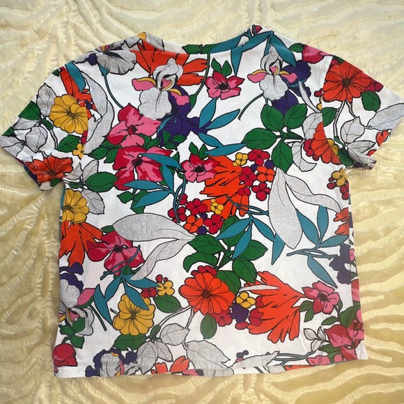 ZARA Womens Ladies Faces Floral Cropped Graphic T-Shirt, Size S - Picture 6 of 8